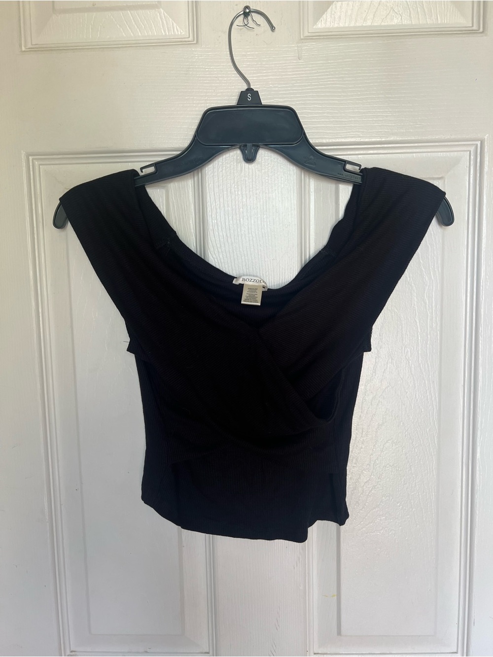 Black Draped Off The Shoulder Women's Top